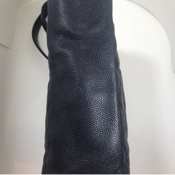 Chanel Petite Qulited Caviar Black Leather Shopping Tote with Silver Hardware - Picture 5 of 8